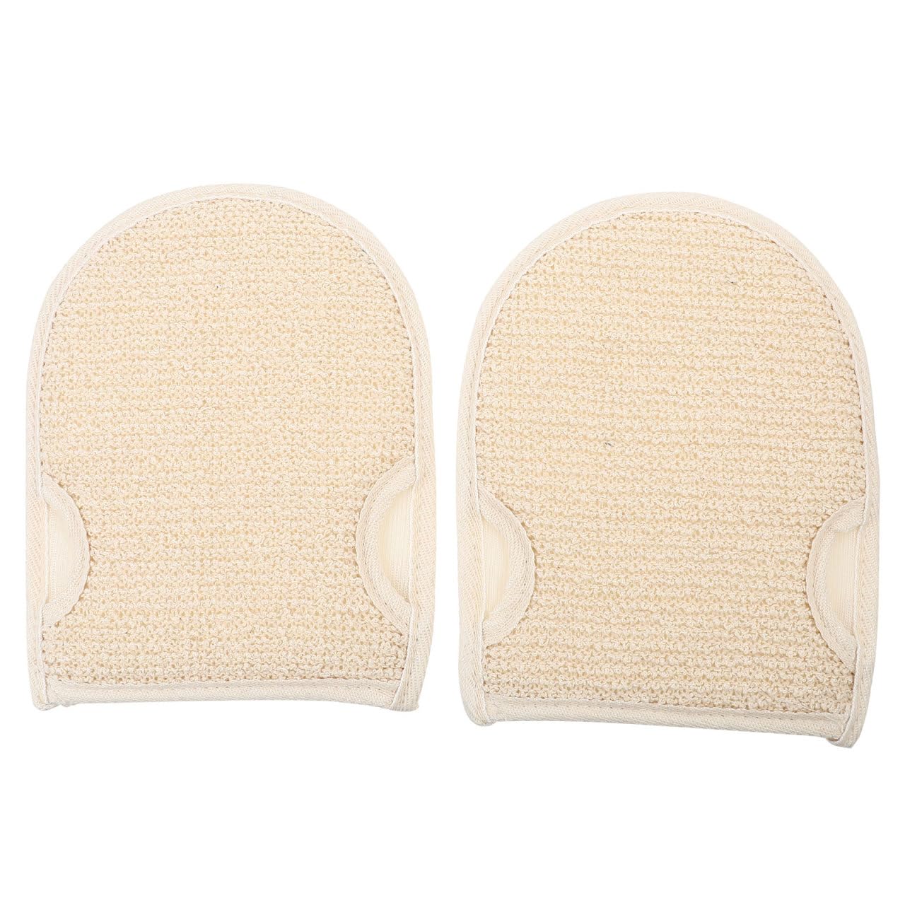 Ciieeo 2pcs Exfoliating Shower Gloves Double-Sided Cotton Linen Bathing Scrubbers for Body Scrub Dead Skin Removal Korean Spa Bath Accessories Beige Beauty and Personal Care Ciieeo