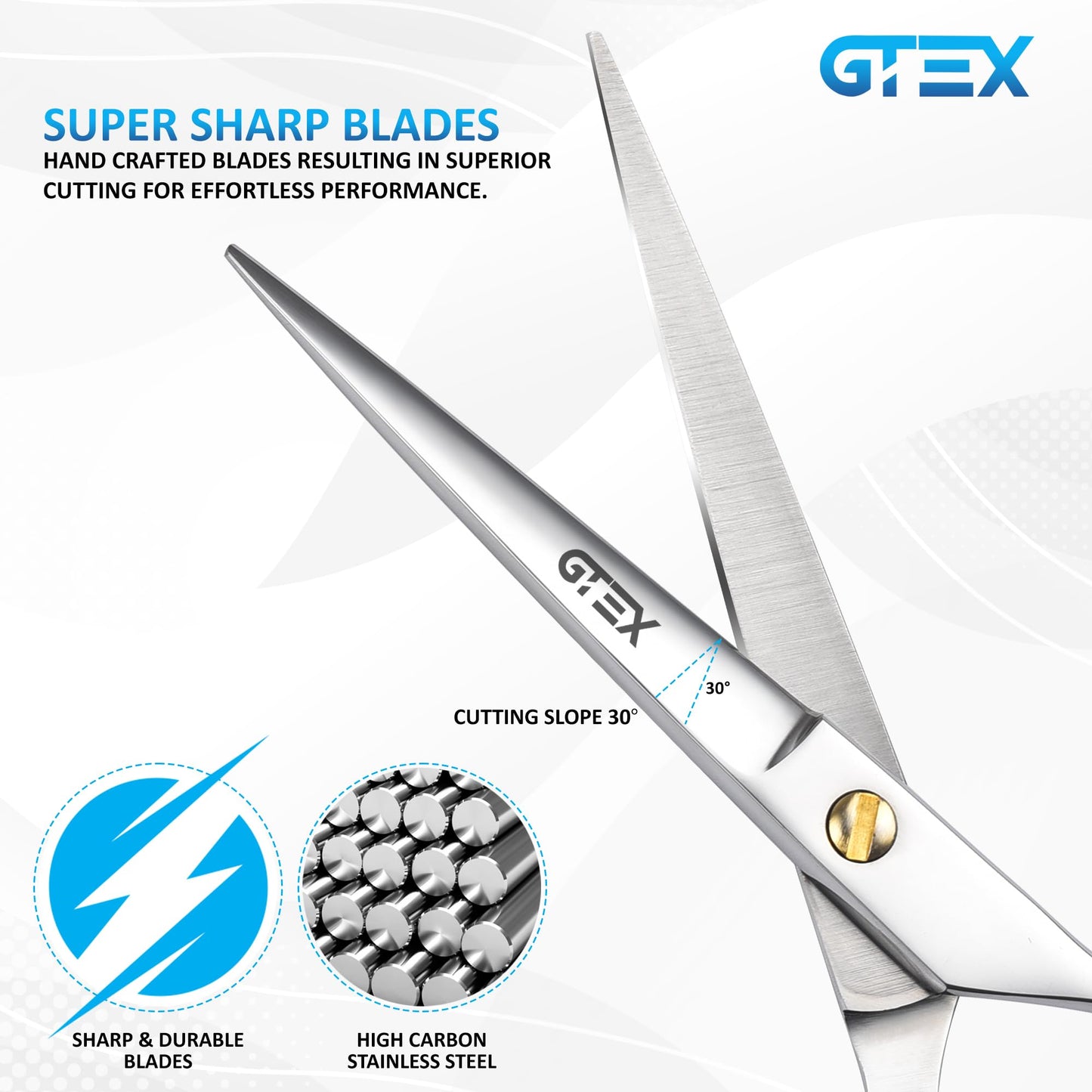 GTEX Hair Scissors, 6.5 inch Professional Hair Cutting Scissors for Women Men Adults - Barber Scissors Hair Shears - Super Sharp Haircut Scissors Beauty and Personal Care GTEX