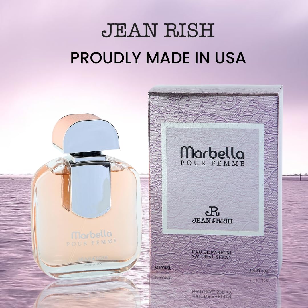 Jean Rish Marbella Perfume for Women Eau De Parfum, Long-Lasting Luxury Fragrance, Made In USA - Pear, Jasmine, Vanilla, Iris, Patchouli Scent - 100ml Beauty & Personal Care Jean Rish