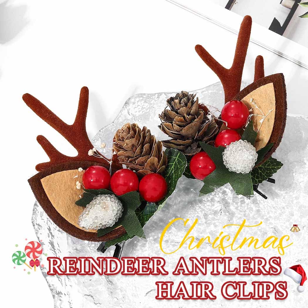 BARTOSI Christmas Reindeer Antlers Hair Clips Deer Antler Hair Clip Xmas Ears Hairpins Holiday Hair Accessories for Women and Girls (Pack of 2) Beauty & Personal Care BARTOSI