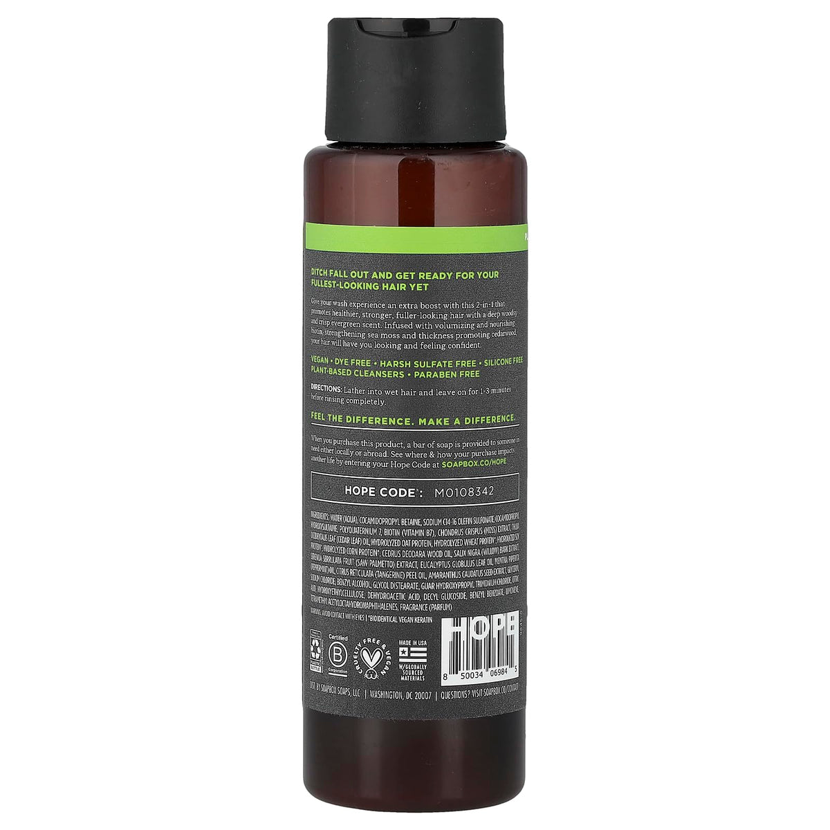 Soapbox Thick & Full, 2-In-1 Shampoo + Conditioner, Oak & Cedar Leaf, 16 fl oz (473 ml)
