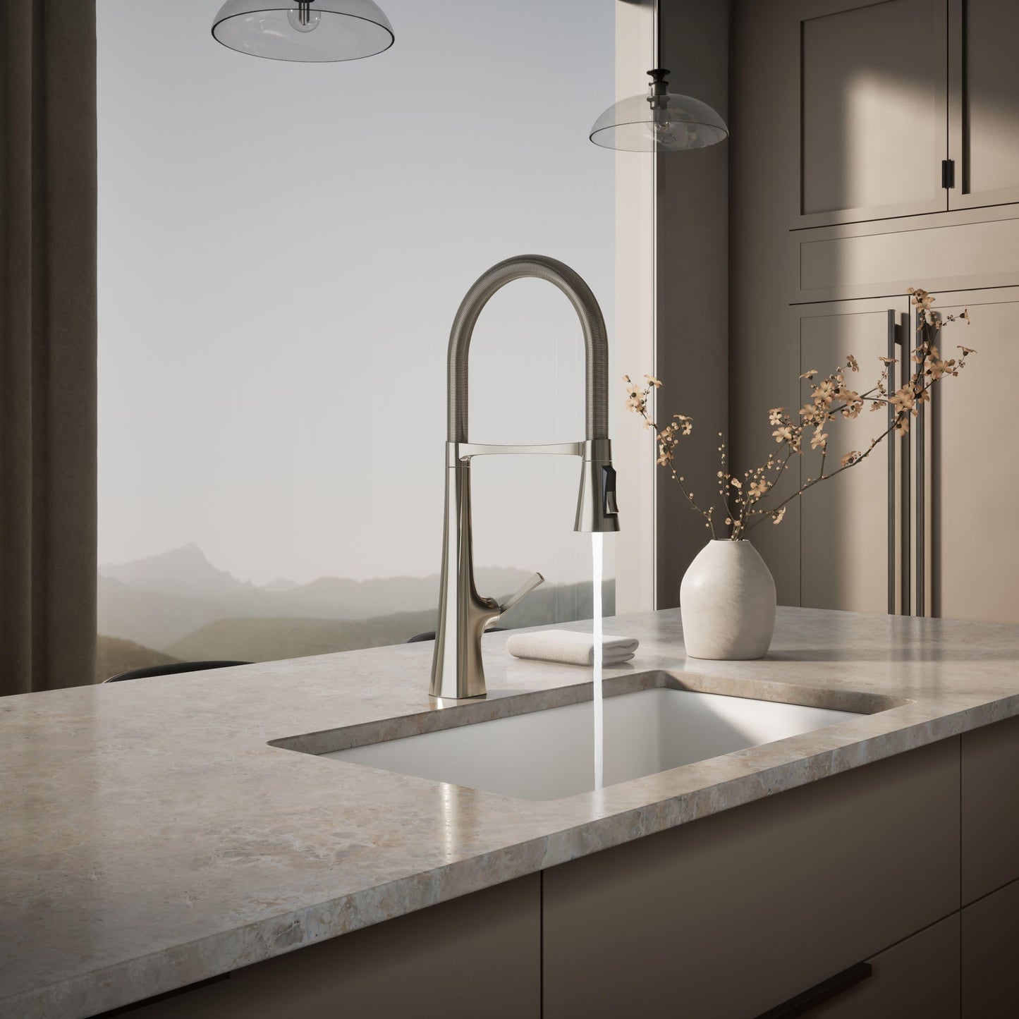 Kohler 22060-SN Graze Commercial, 3 Function Tall Semi-pro Kitchen Sink Faucet with Pull Down Sprayer, Vibrant Polished Nickel Beauty & Personal Care Kohler