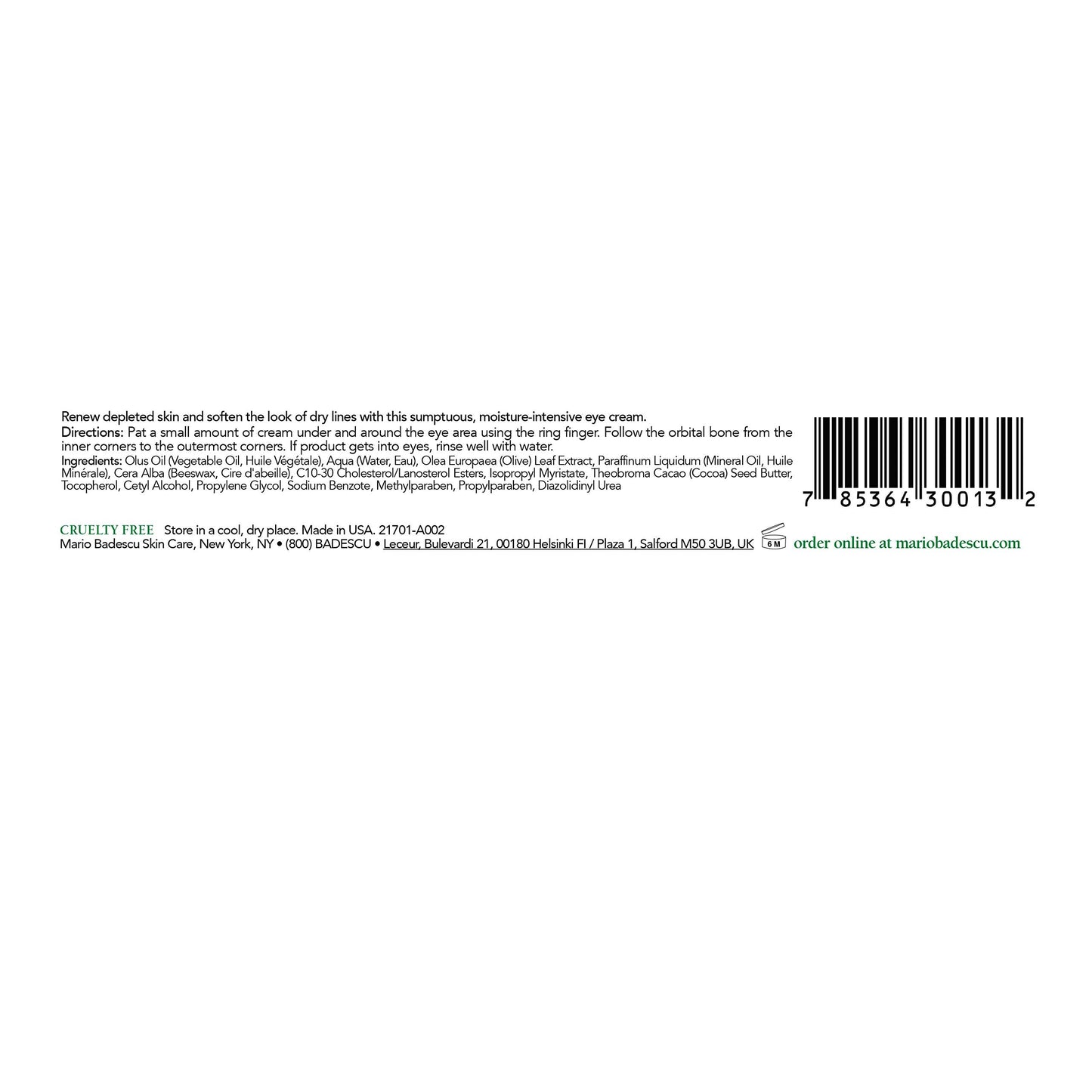 Mario Badescu Olive Eye Cream for Dry & Sensitive Skin | Rich Under Eye Cream with Olive Leaf Extract & Cocoa Butter | Nourishes Dry Under Eyes | 0.5 Beauty & Personal Care Mario Badescu