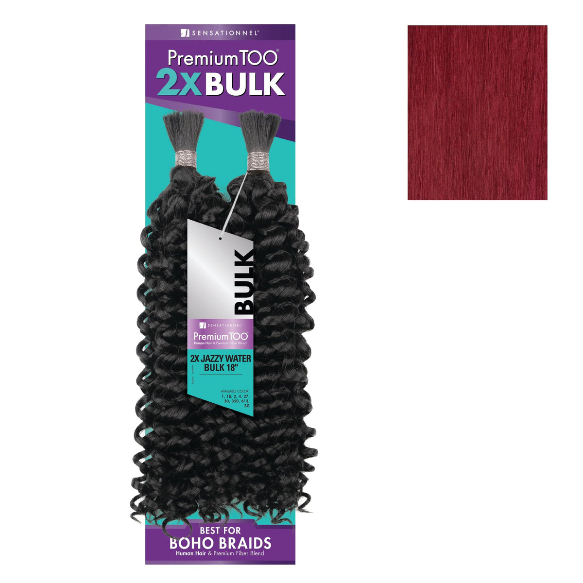 Sensationnel PremiumToo Bulk Weaving-2X Jazzy Water,1pk 18in, BG BURGANDY