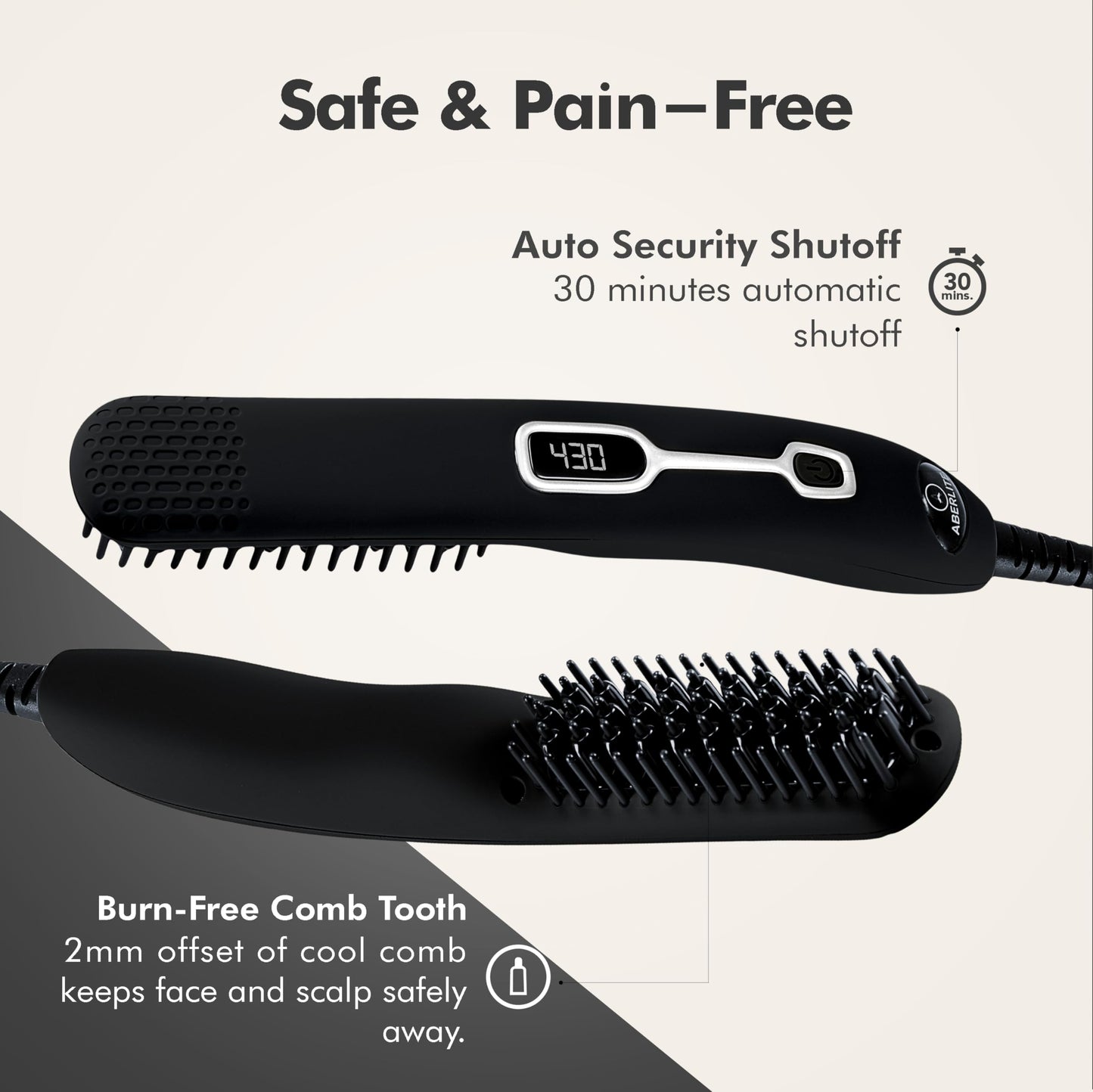 Aberlite EDC - Men's Professional Heated Beard Straightening Brush and Grooming Tool (for 0.5 inch plus Beards) (Black) Beauty & Personal Care Aberlite