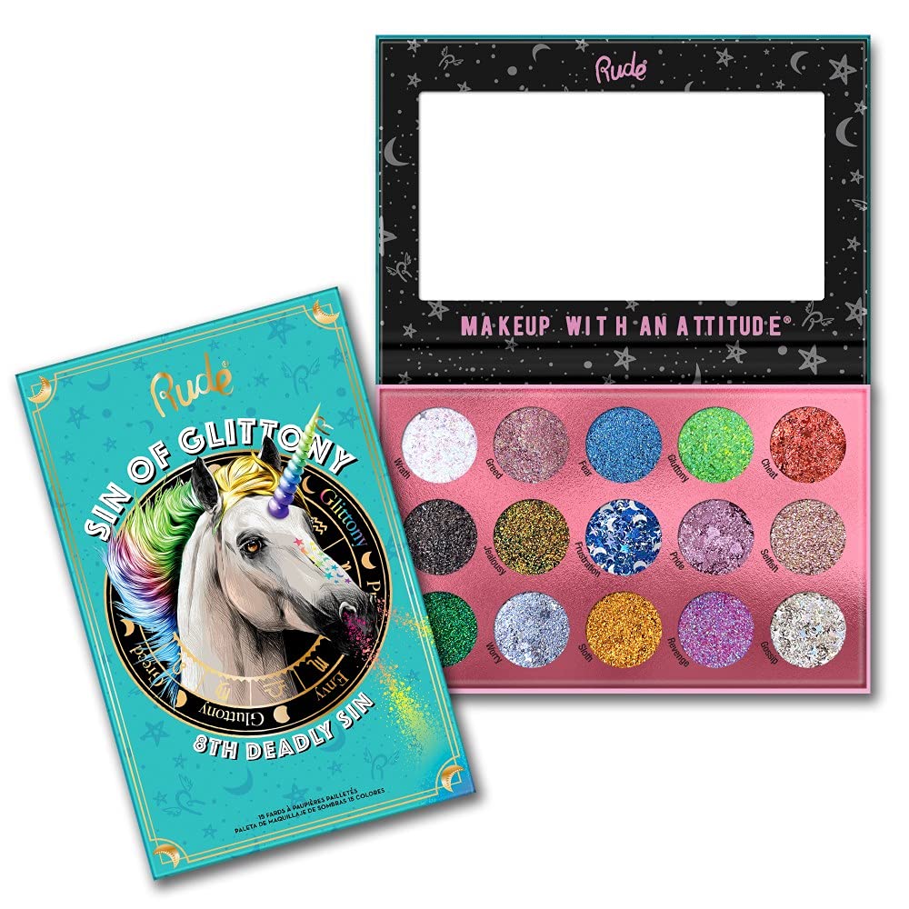 Sin of Glittony Glitter Palette by Rude Cosmetics for Women - 0.634 oz Eye Shadow Beauty & Personal Care RUDE