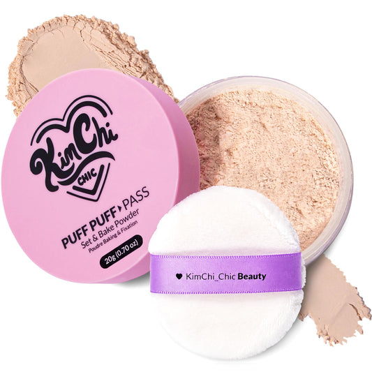 KimChiChic Beauty Puff Puff Pass Loose Setting Powder Makeup, Set & Bake Face Powder with Rice & Vitamin E, Matte Airbrush Finish, Oil Control Beauty and Personal Care Kimchi Chic Default Title