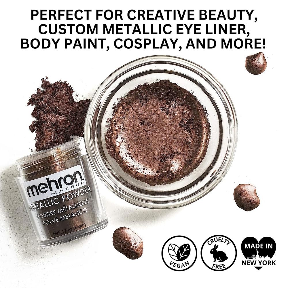 Mehron Makeup Metallic Powder (.17 oz) with Mixing Liquid (1 oz) (BRONZE) Beauty & Personal Care Mehron