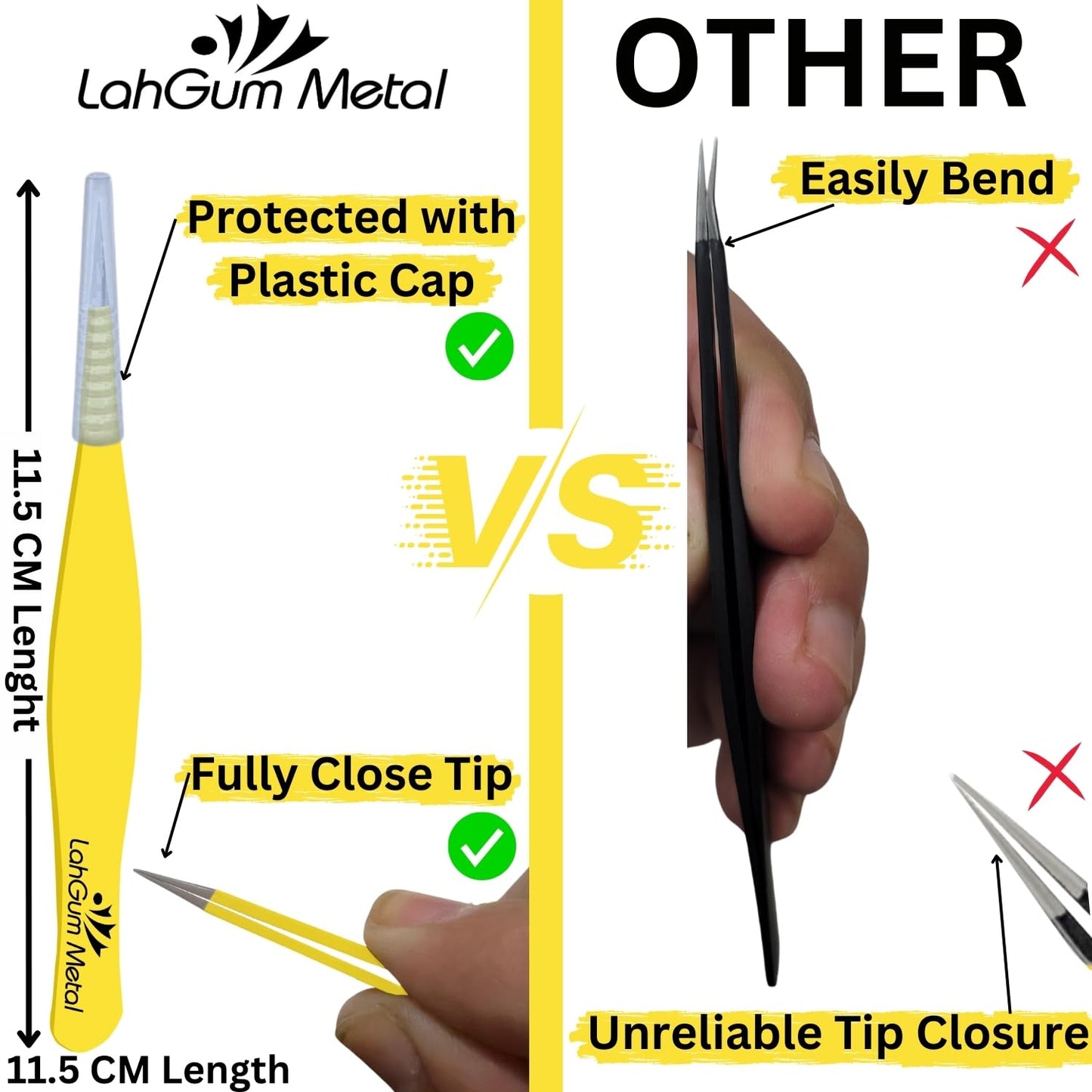 Super Sharp Pointed Tweezers Precision Fine Point Tip Ingrown Hair Tweezers Kit Best Pointed Tweezers For Women Chin Hair Removal, Extra Thin Tweezers Beauty and Personal Care LahGum Metal