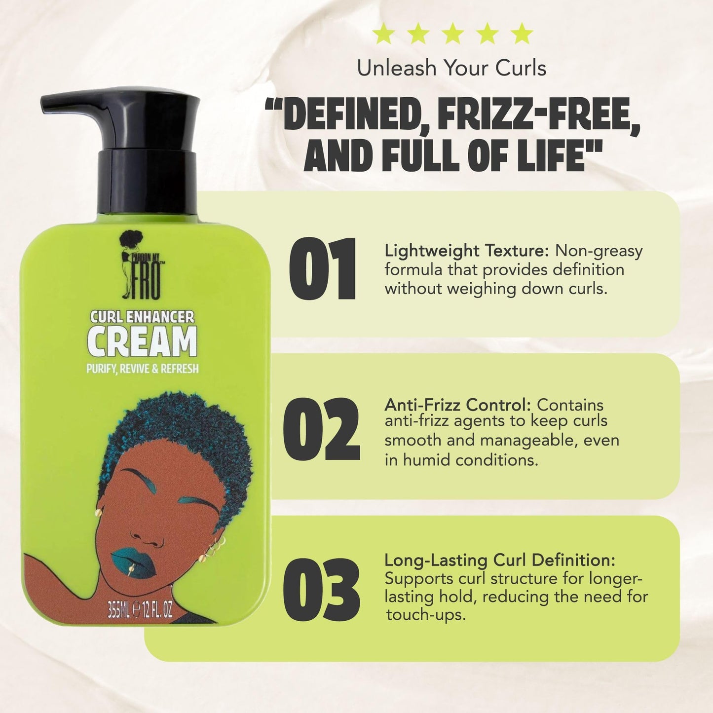 Pardon My Fro Curl Enhancing Cream - Long Lasting Hydrating Curl Cream for Defined, Bouncy Curls, Anti-Frizz, Lightweight Styling, Soft, Moisturizing Beauty & Personal Care Pardon My Fro