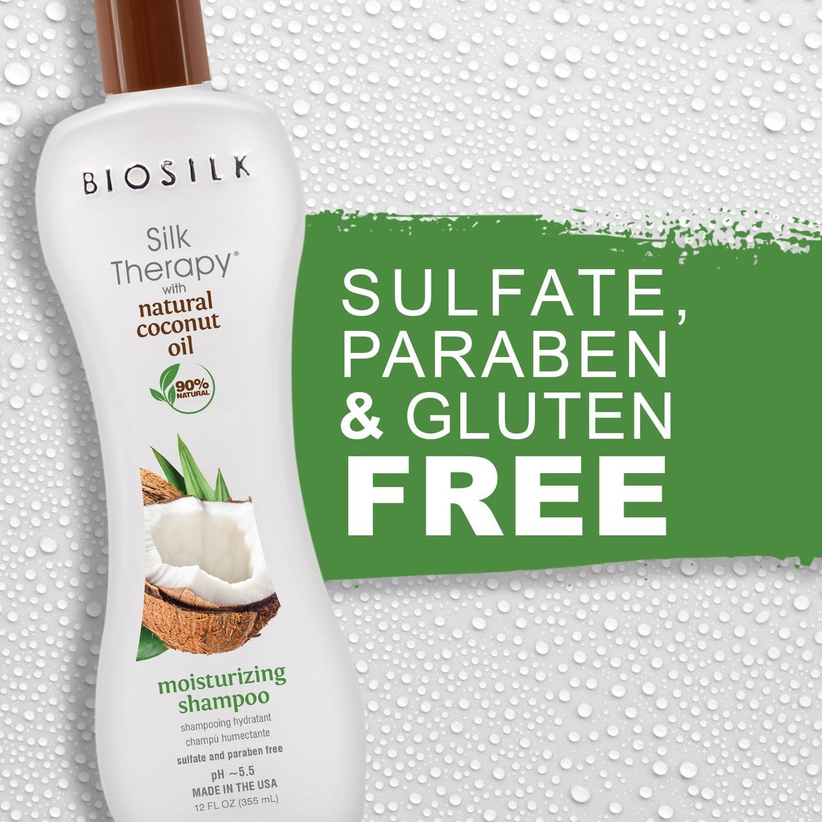 BioSilk Silk Therapy with Natural Coconut Oil Moisturizing Shampoo, 12 Oz