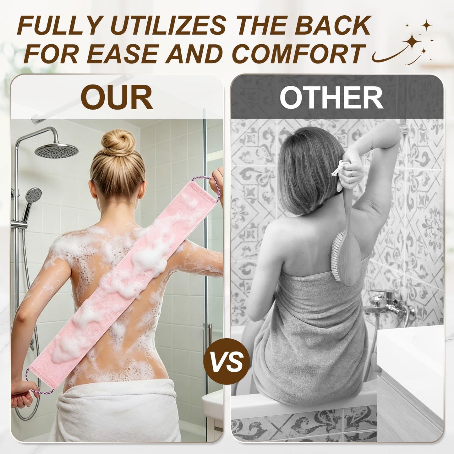 uxcell 2 Pcs Back Scrubber with Handles, Nylon Bath Sponge Extended, 29 Inch African Exfoliating Long Net Body Scrubber Shower Loofah for Women Men Beauty and Personal Care uxcell
