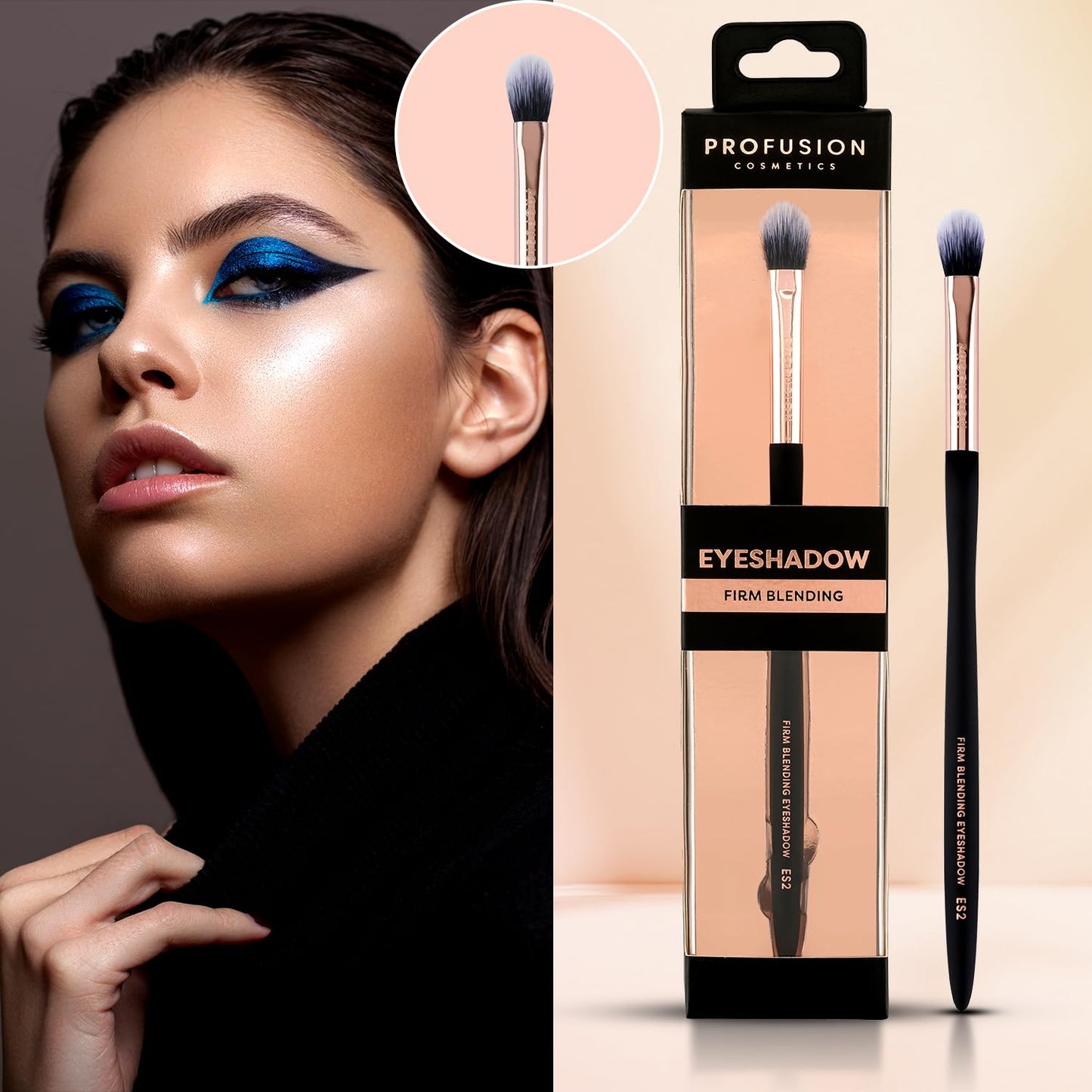 Profusion Cosmetics Firm Blending Eyeshadow Brush - Synthetic Fibers for Smooth Shading & Precision Blending, Waved handle Design, Vegan Beauty & Personal Care Profusion Cosmetics