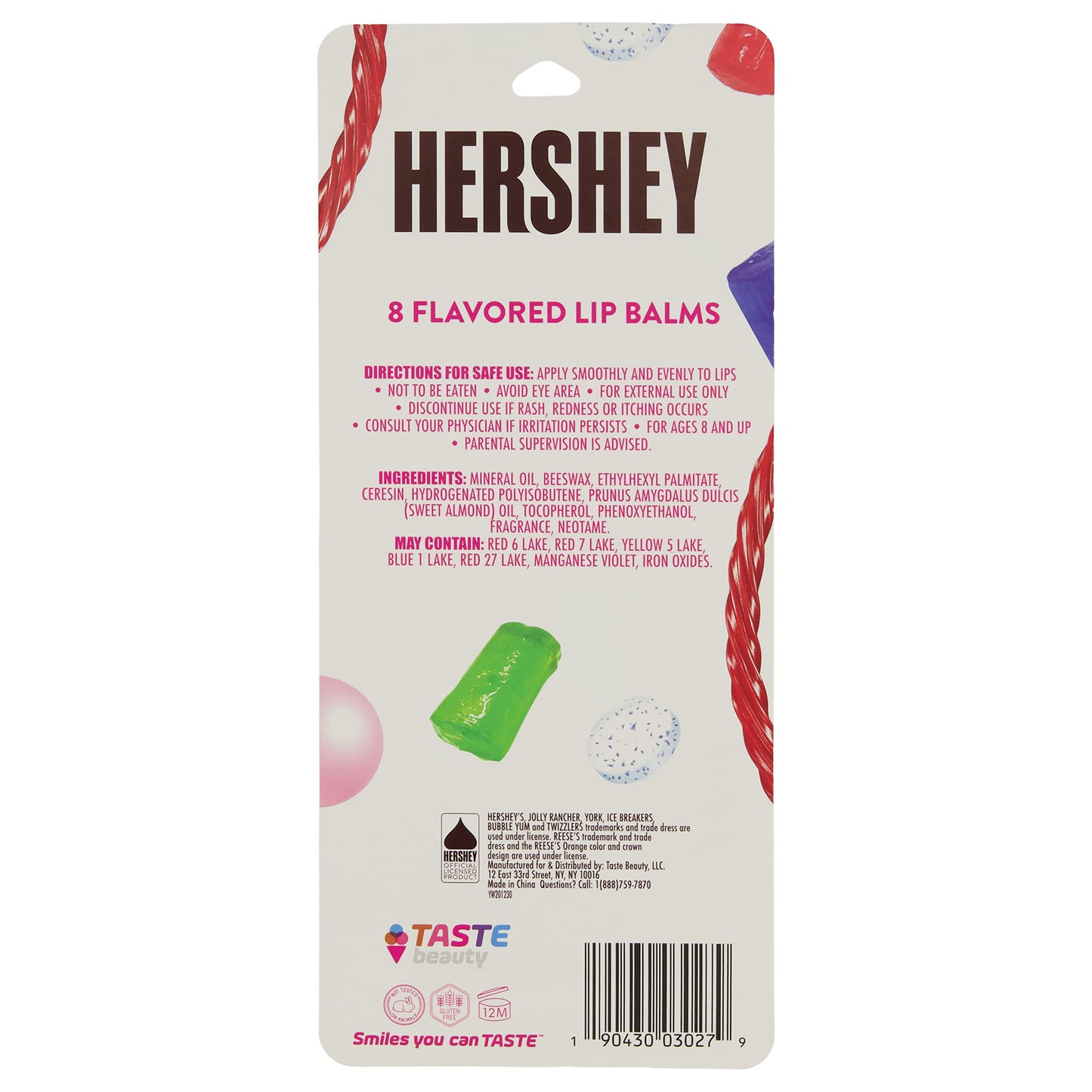 Taste Beauty for Hershey's Chocolate & Candy Flavored Lip Balms - 8 Pack Favorite Candies Flavor Beauty and Personal Care Taste Beauty