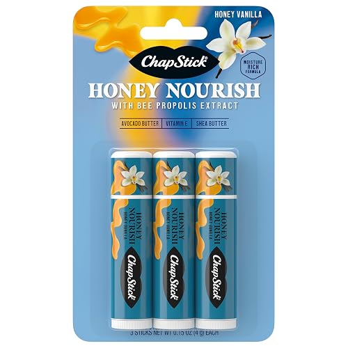 ChapStick Lip Balm Honey Nourish, Moisturizing Fomula with Shea Butter and Avocado Butter, Vitamin E, Honey Vanilla Flavor, 3CT BC .45OZ Beauty & Personal Care ChapStick
