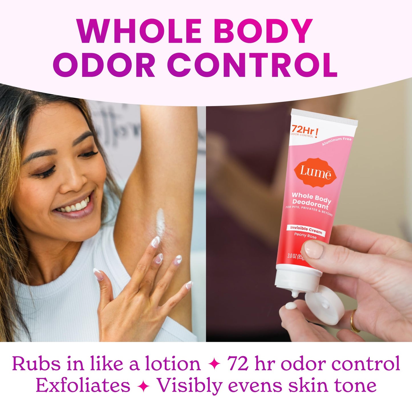 Lume Whole Body Deodorant - Invisible Cream and Solid - 72 Hour Odor Control - Aluminum Free, Baking Soda Free, Skin Safe - 3.0 Ounce Cream and 2.6 Beauty and Personal Care Lume