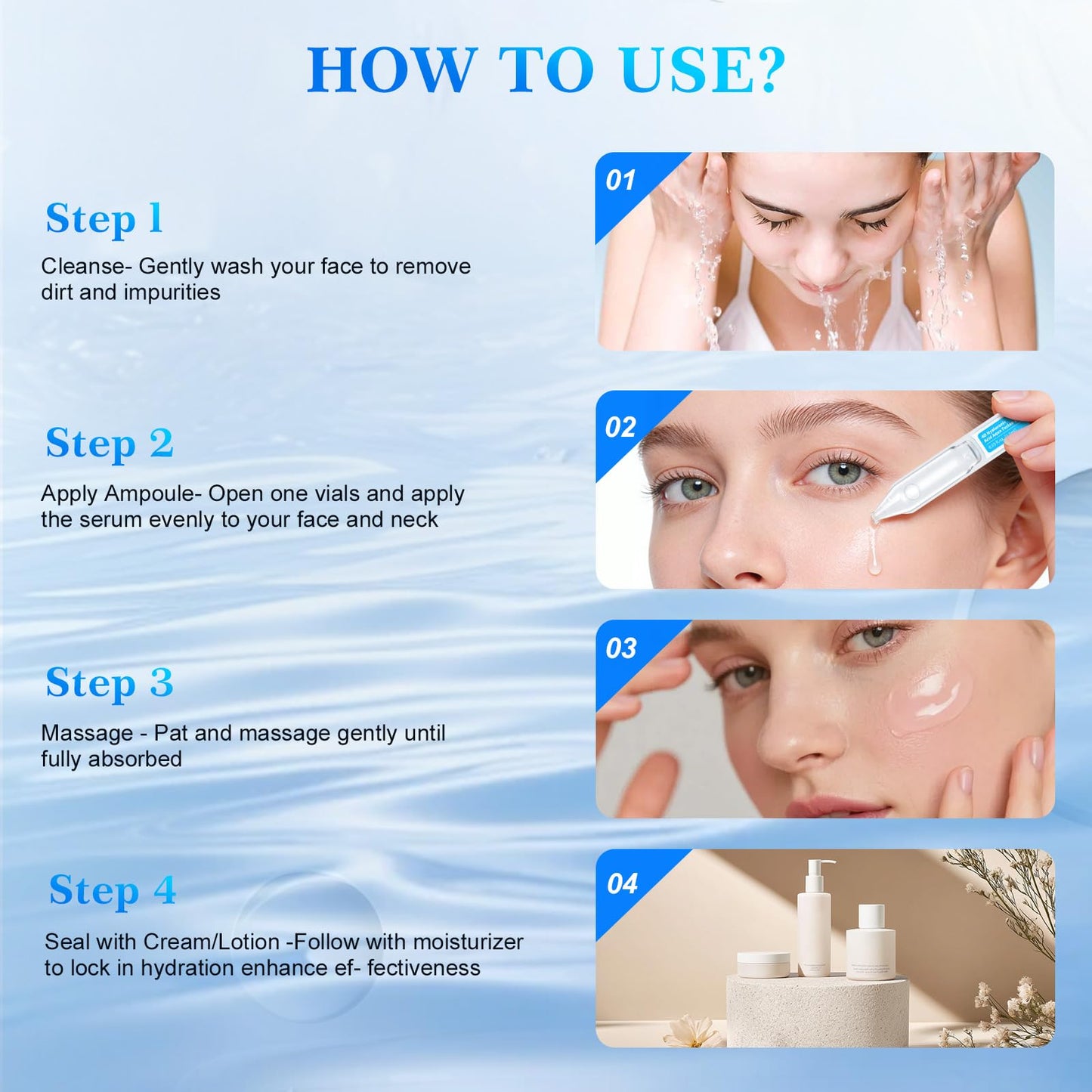 Burgift Hyaluronic Acid Serum for Face, 3% 4D Deep Hydrating Facial Ampoules in 30 Single-Use Vials, Plumping Moisturizer & Pre-Makeup Prep Beauty & Personal Care BurGift