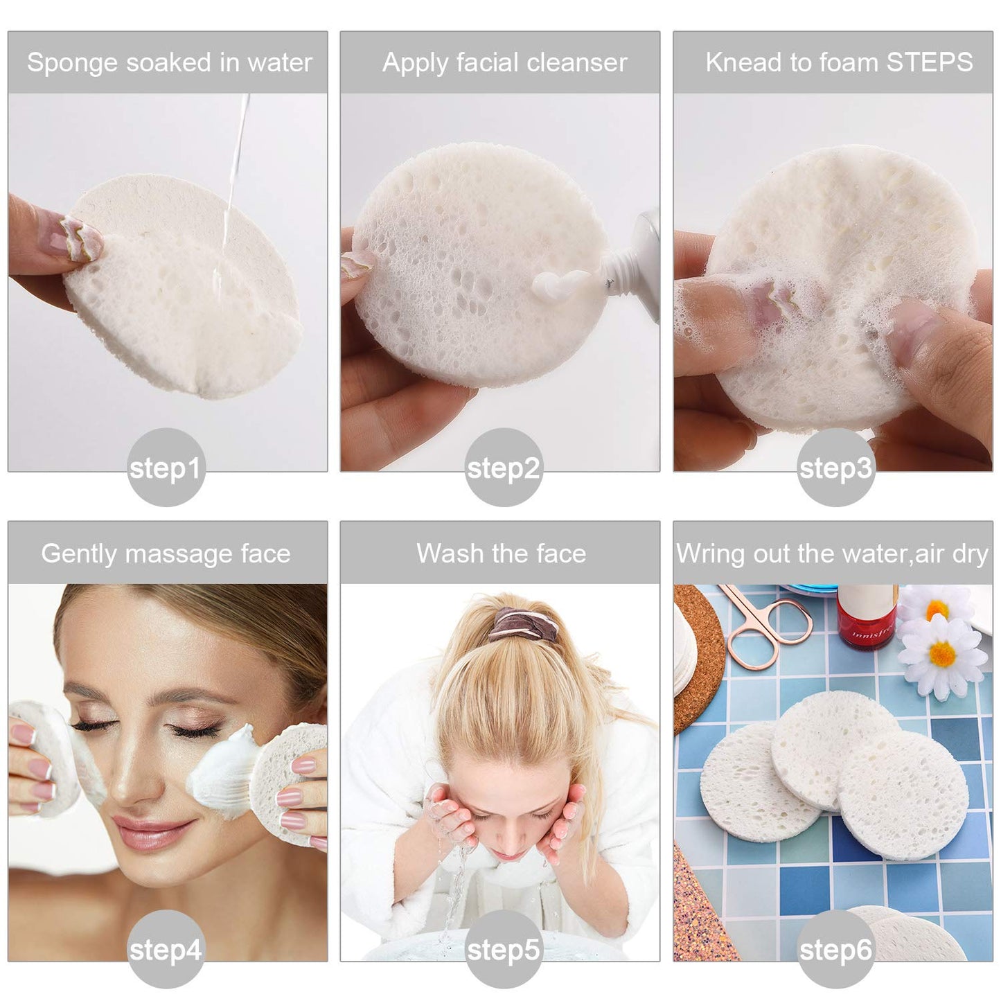 60 Count Facial Sponges for Estheticians Compressed Face Sponge Natural Cleaning Sponge for Facial Cleaning, Makeup Removal Beauty & Personal Care Boao