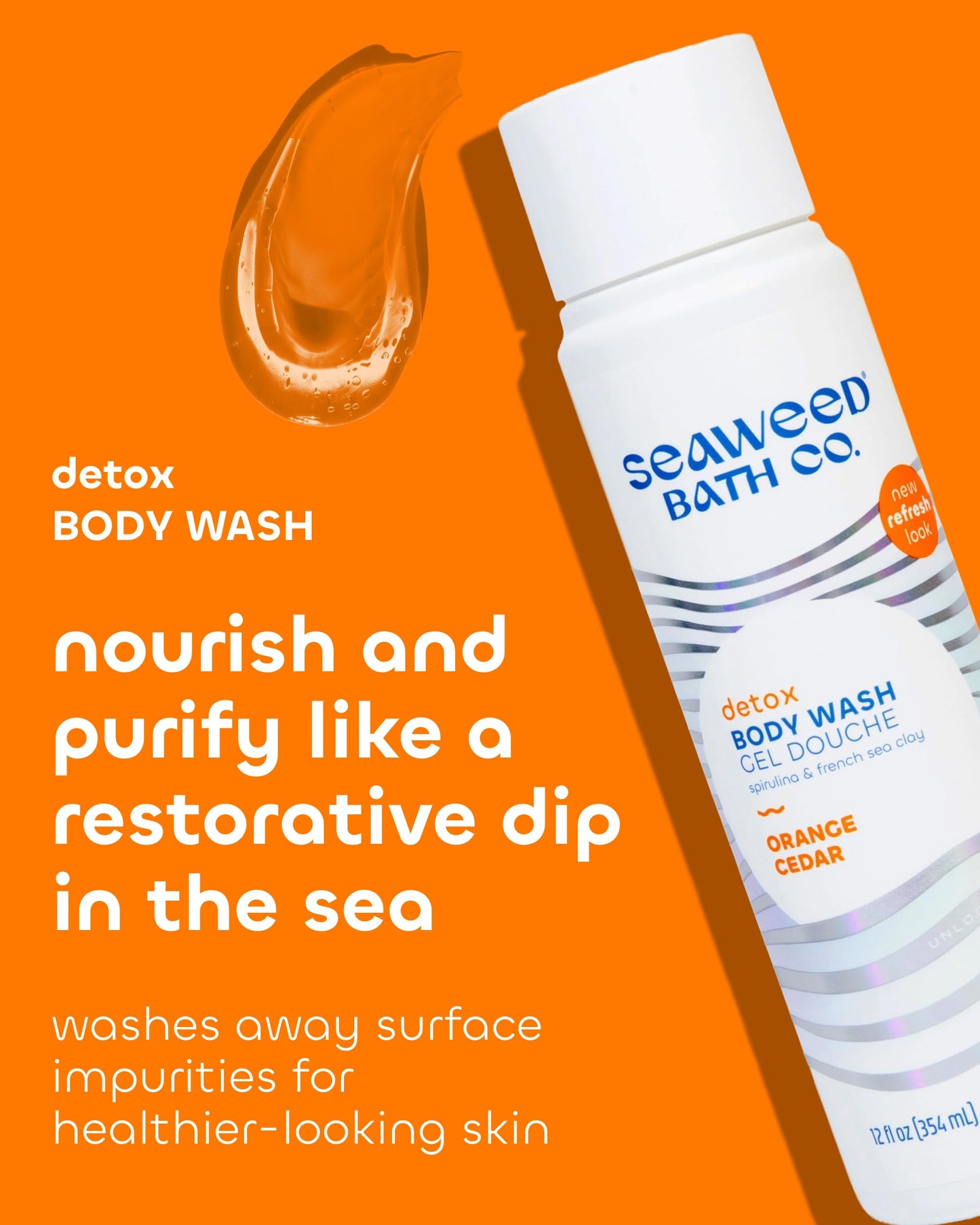 Seaweed Bath Co. Detox Body Wash, Orange Cedar Scent, 12 Ounce, Shower Gel for Men & Women, Vegan, Paraben Free, Sulfate Free, Cruelty Free Beauty & Personal Care The Seaweed Bath Co.
