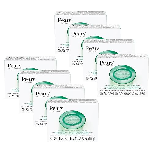 Pears Pure and Gentle with Glycerin and Lemon Flower Extracts - Transparent Soap Bar for Radiant Skin - Bar Soap for Women and Men - Green - 8 pc Beauty & Personal Care Pears