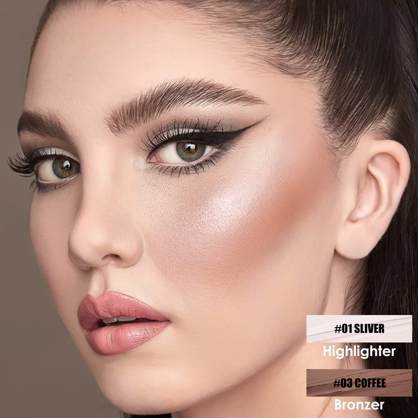 FOCALLURE 2 Pcs Contour Foundation Stick, Highlighter & Bronzer Pen, Face Brightens & Shades Pencil, Highlighting Shade Longwear Makeup, Highlight Beauty & Personal Care FOCALLURE
