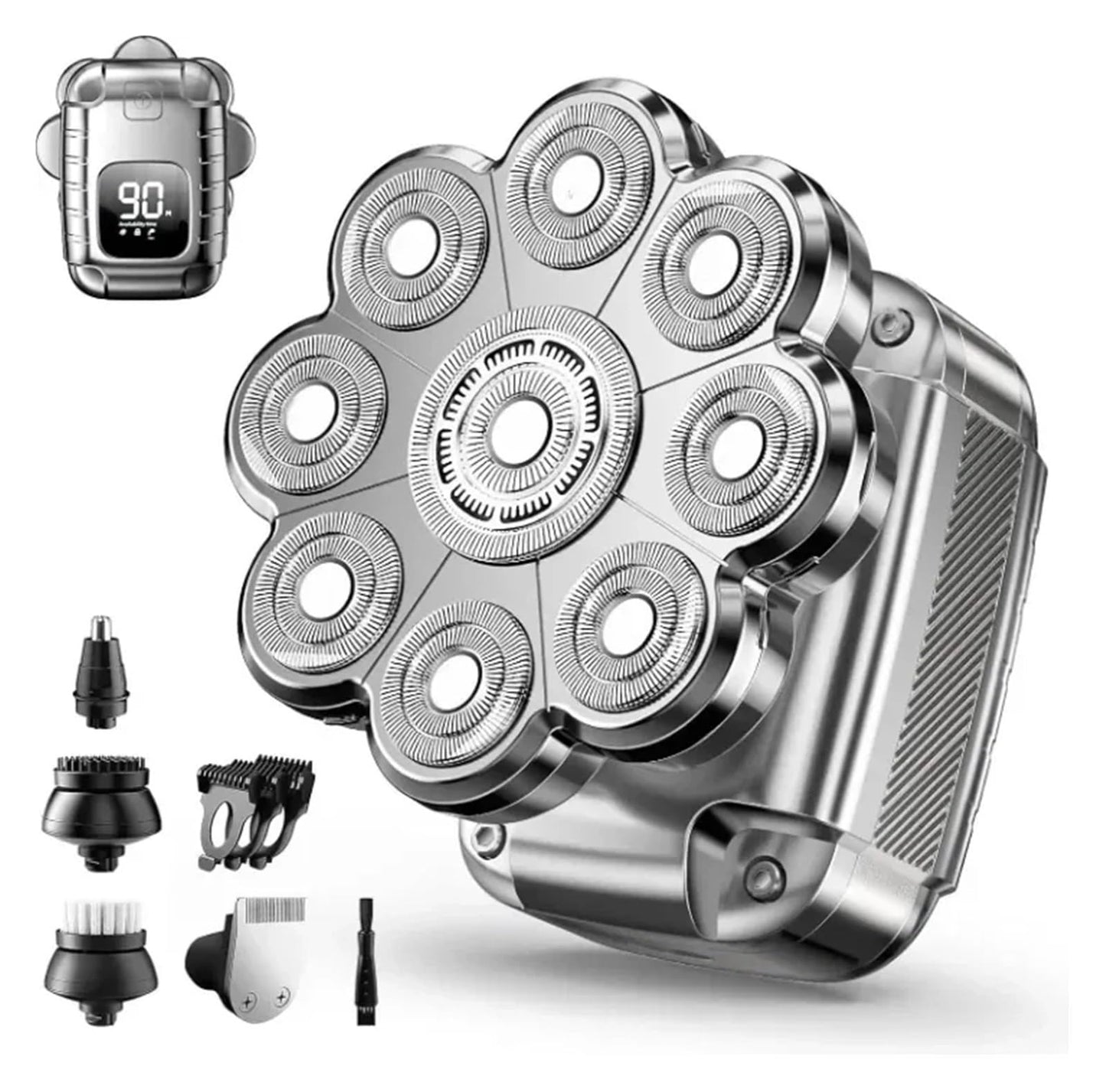 9D Head Shavers For Bald Men - 5 In 1 Detachable Electric Razor, IPX7 Waterproof Wet & Dry Shaver, Rechargeable Cordless Shaver For Smooth Bald Head Beauty and Personal Care PWVFXHYF