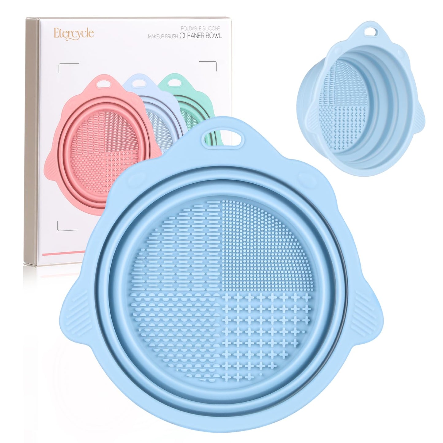 Foldable Silicone Makeup Brush Cleaner Bowl - Etercycle Portable Cleaning Tool for Brushes, Powder Puffs, and Sponges (Blue) Beauty and Personal Care Etercycle Default Title