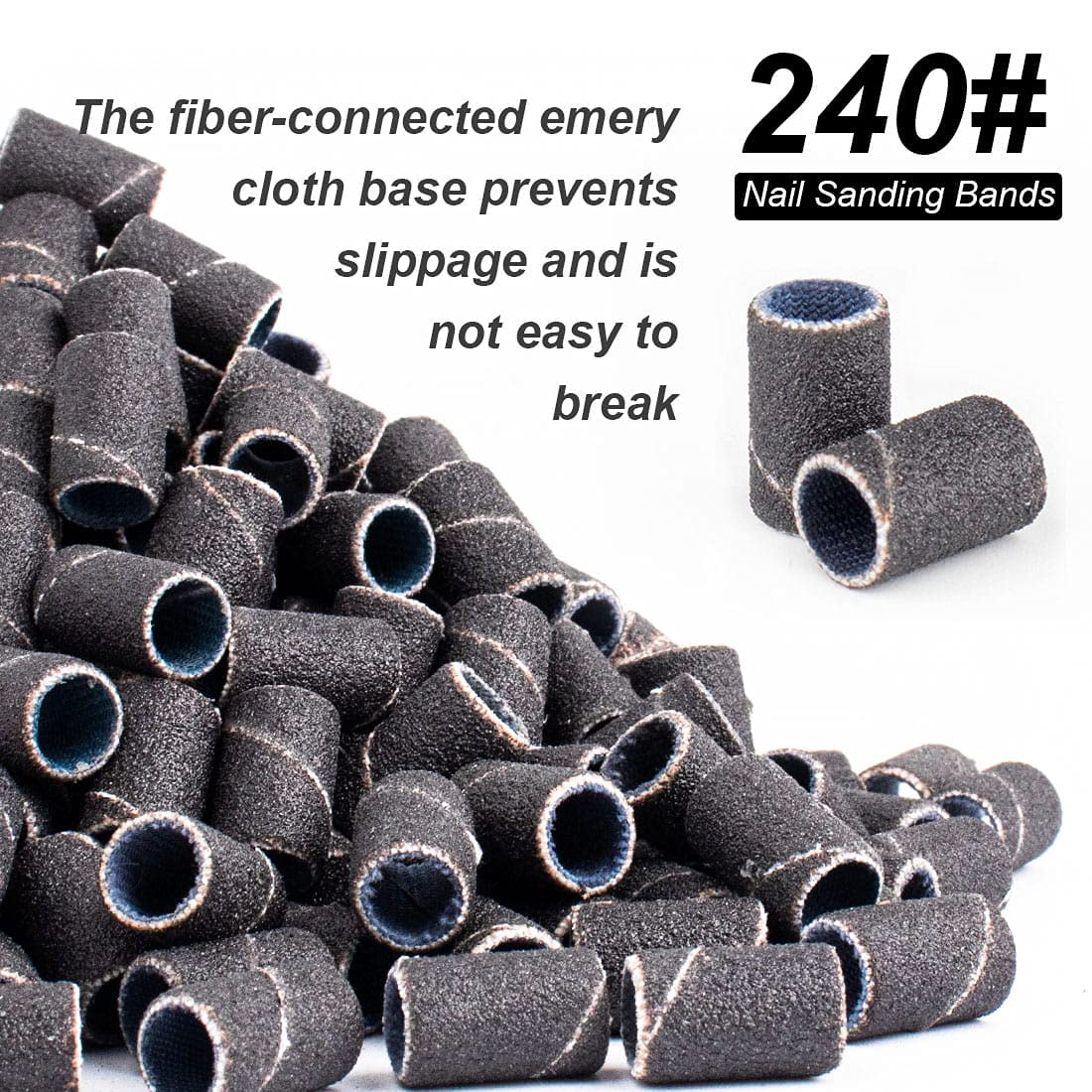 Rolybag Sanding Bands for Nail Drill, 240 Grit Sanding Band Include 100 Fine Grit Sanding Bands and 2 Pcs Mandrel Bit for 3/32" Nail Drill Machine Beauty & Personal Care Rolybag
