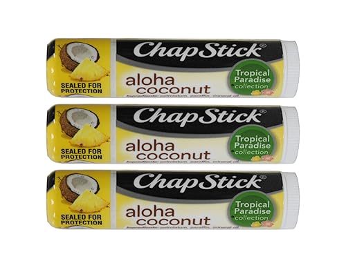 Chapstick Aloha Coconut Tropical Paradise .15 Oz Lip Balm 3 Pack Beauty & Personal Care ChapStick
