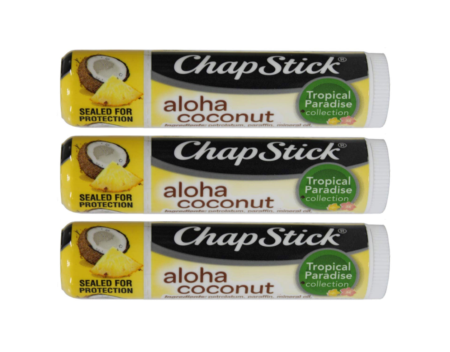 Chapstick Aloha Coconut Tropical Paradise .15 Oz Lip Balm 3 Pack Beauty & Personal Care ChapStick