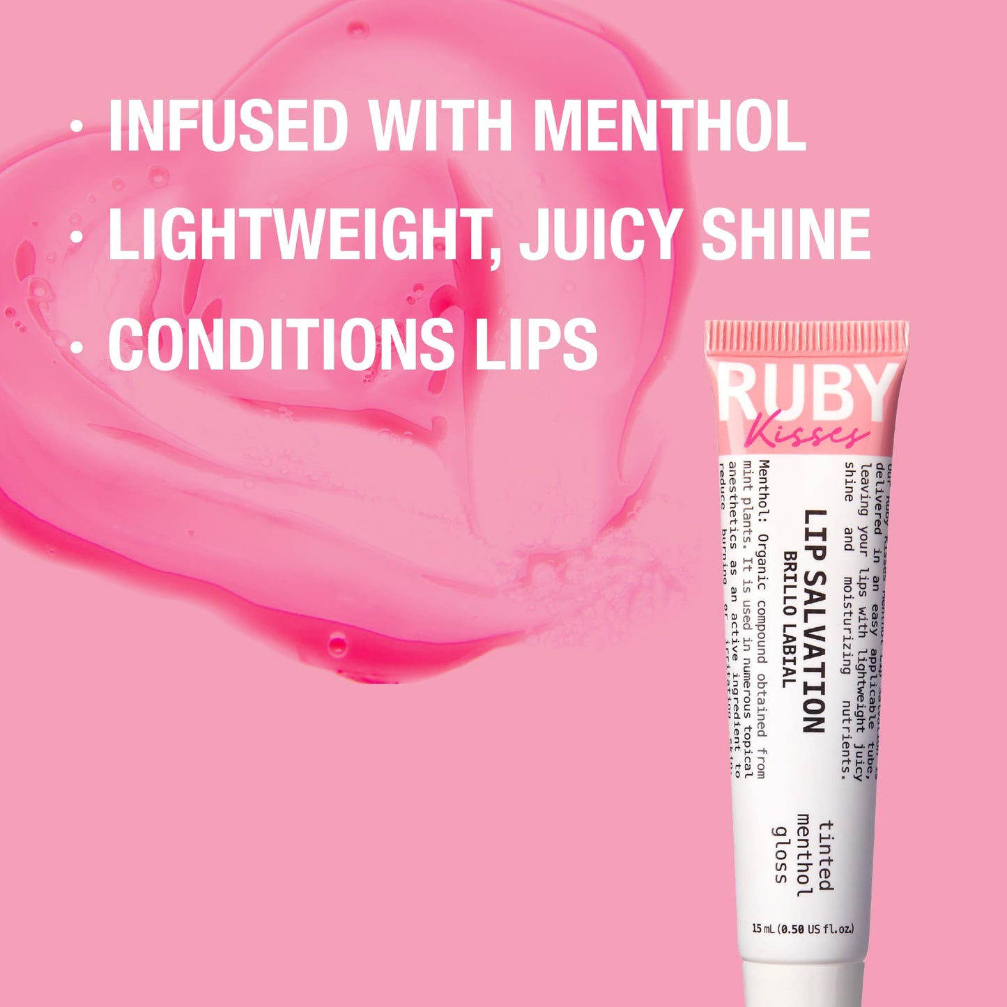 Ruby Kisses Salvation Lip Gloss, Lightweight, Juicy Shine, Menthol Infused Conditioning Lip Treatment, Heals, Cools & Calms, Deep Hydration Lip Care Beauty & Personal Care Ruby Kisses