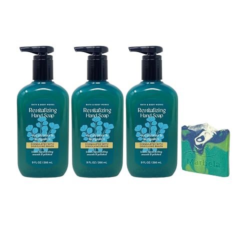 Bath & Body Works Eucalyptus & Bergamot 3 Revitalizing Gel Hand Soap with an Aloe Vera Sample Soap Beauty & Personal Care Bath & Body Works