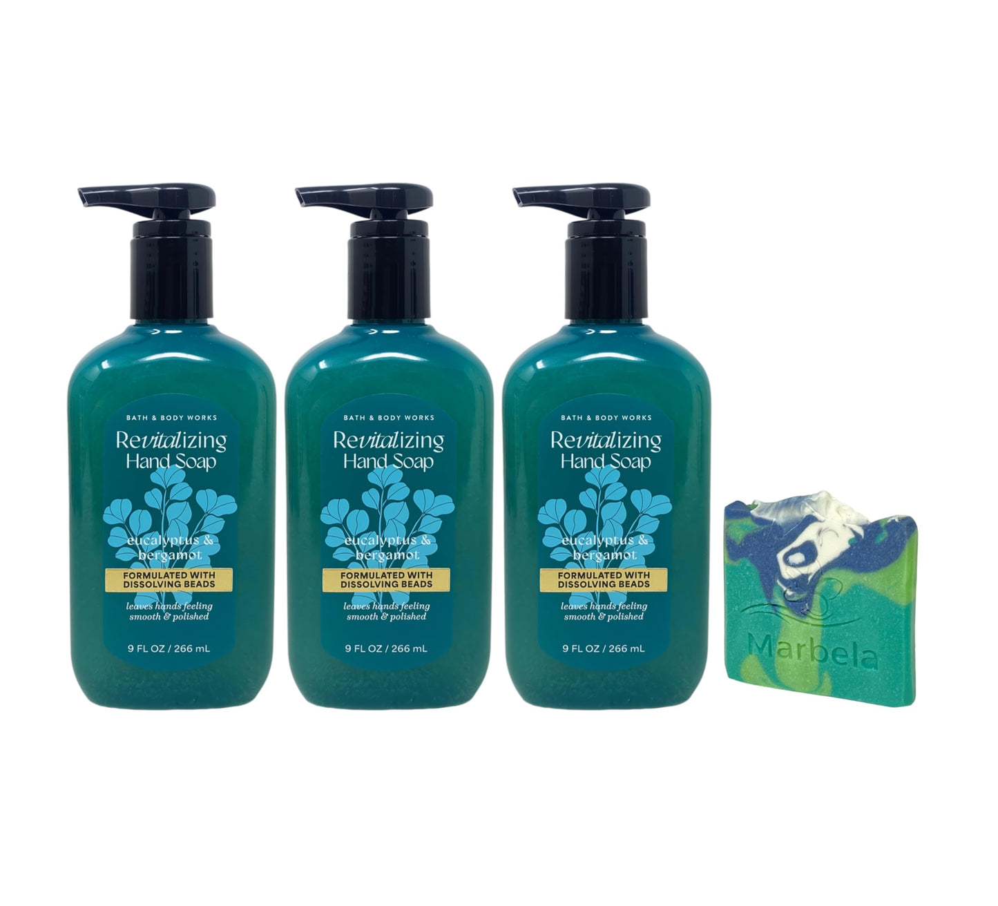 Bath & Body Works Eucalyptus & Bergamot 3 Revitalizing Gel Hand Soap with an Aloe Vera Sample Soap Beauty & Personal Care Bath & Body Works