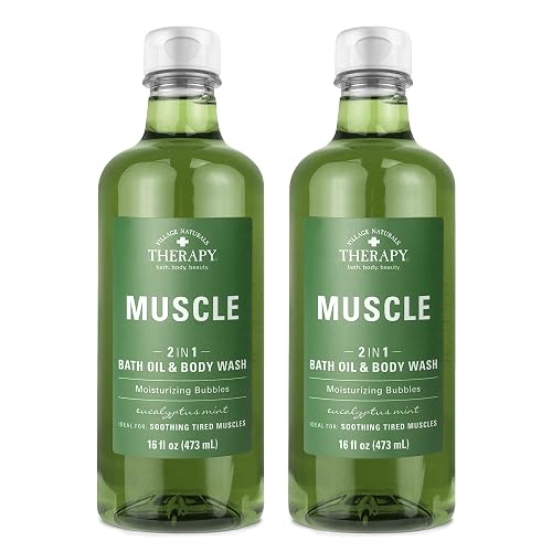 Village Naturals Therapy Muscle Foaming Bath Oil and Body Wash 16 oz. 2 pack, Green, 16 oz Beauty & Personal Care Village Naturals Therapy