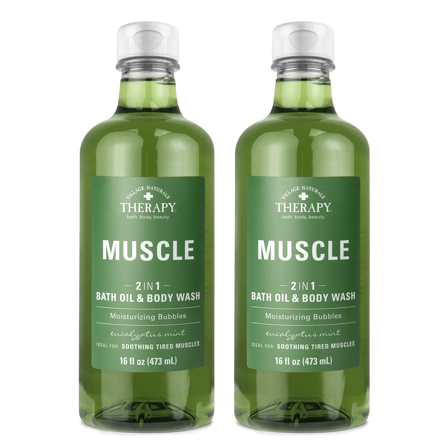 Village Naturals Therapy Muscle Foaming Bath Oil and Body Wash 16 oz. 2 pack, Green, 16 oz Beauty & Personal Care Village Naturals Therapy