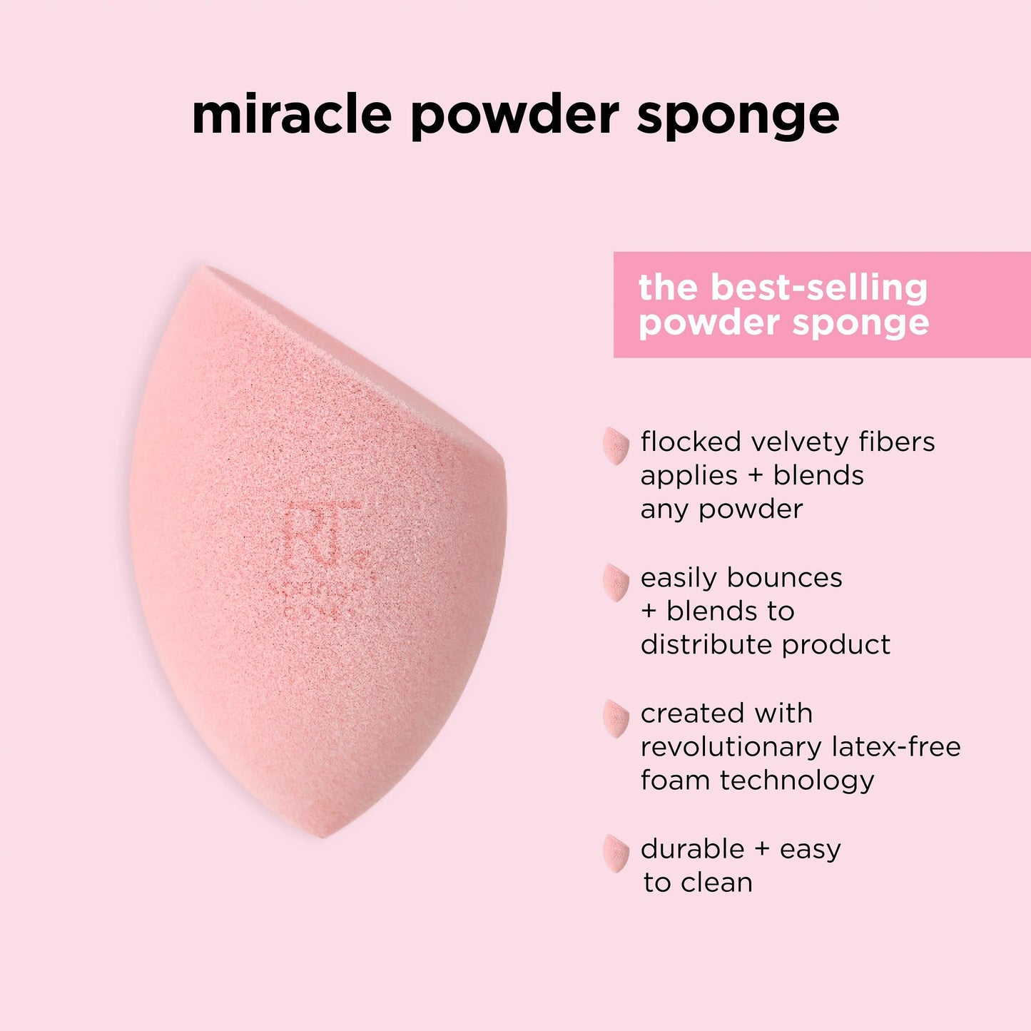 Real Techniques Miracle Powder Sponge, Makeup Blending Sponge For Powder Products, Set Makeup For Natural Finish & Cloud Skin, Buildable Coverage Beauty & Personal Care Real Techniques