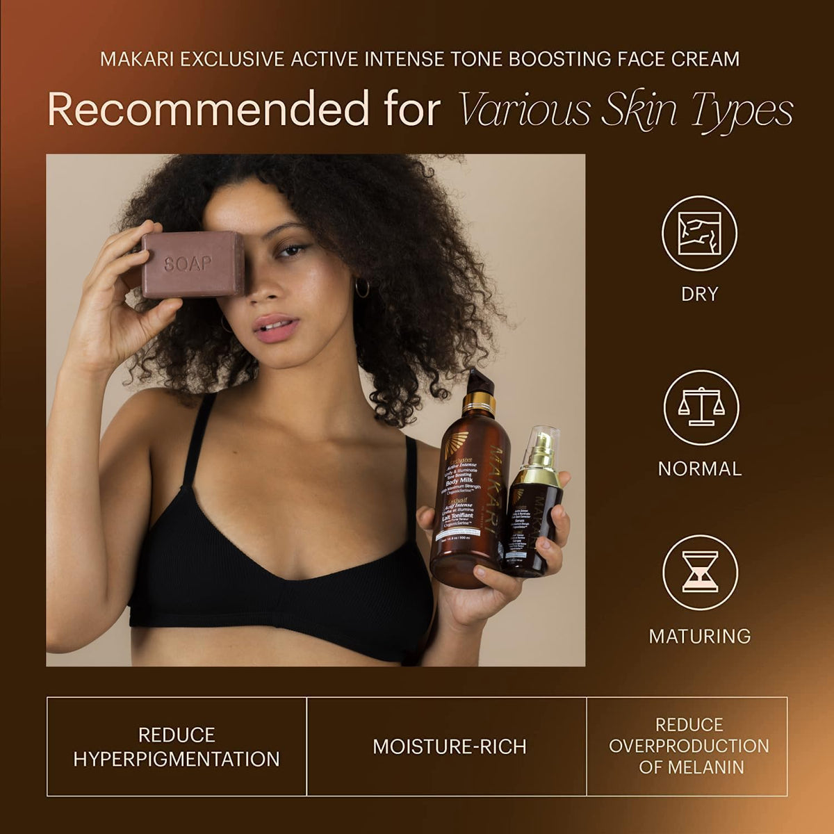 MAKARI Exclusive Active Intense Tone Boosting Face Cream (1.7 oz) | Skin-Brightening Facial Cream | Moisturizes and Softens | Smoothens Fine Lines Beauty & Personal Care MAKARI