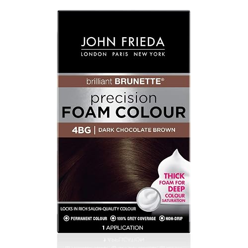 John Frieda Precision Foam Colour, Dark Chocolate Brown 4BG, Full-Coverage Hair Color Kit, Anti-Fade Gray Coverage, Deep Color Saturation Hair Dye, 1 Beauty & Personal Care John Frieda