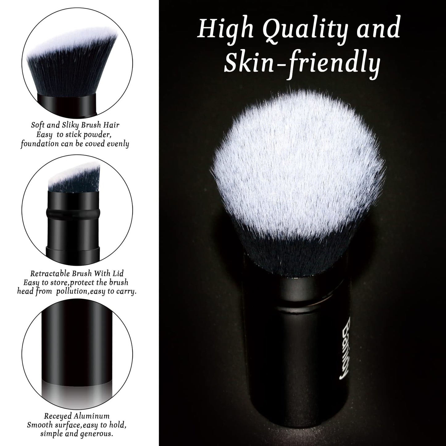 Makeup Brush Kabuki Face Brushes Retractable Travel Blush Kabuki Brush Portable Flawless for Foundation, Powder Blush, Bronzer, Buffing, Liquid Beauty & Personal Care Banidy