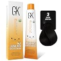 GK HAIR Color Cream 3.0 Natural Dark Brown - 100% Grey Coverage | Semi, Demi or Permanent Results | 8-10 Vol Semi | 20-30-40 Vol Permanent - Salon Beauty & Personal Care GK HAIR