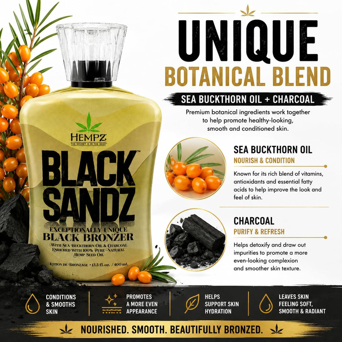 Hempz Black Sandz Unique Black Bronzer DHA & Cosmetic Bronzer 13.5oz