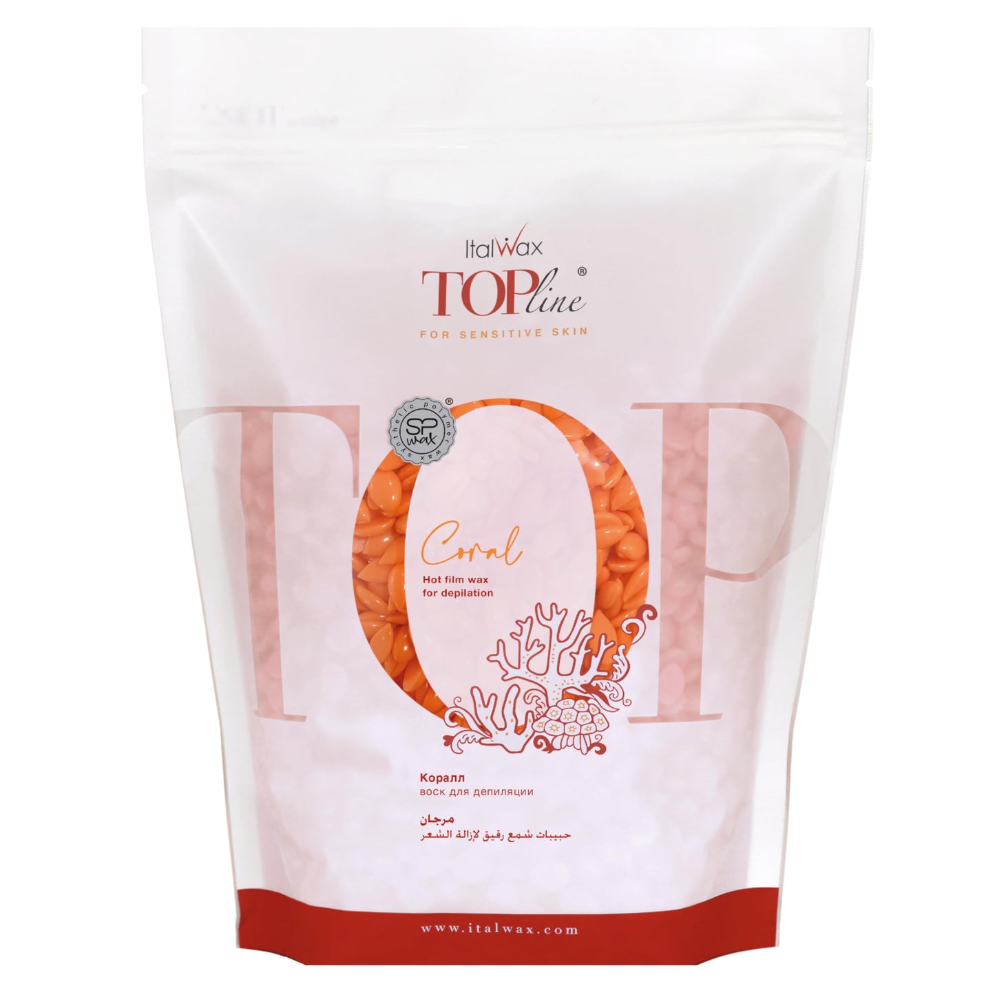 Italwax Top Line Coral Hard Wax Beads 1.65 lb (750 g) - Creamy Strong Grip Wax for Bikini & Coarse Hair, Suitable for Sensitive Skin, Professional Use Beauty and Personal Care Italwax