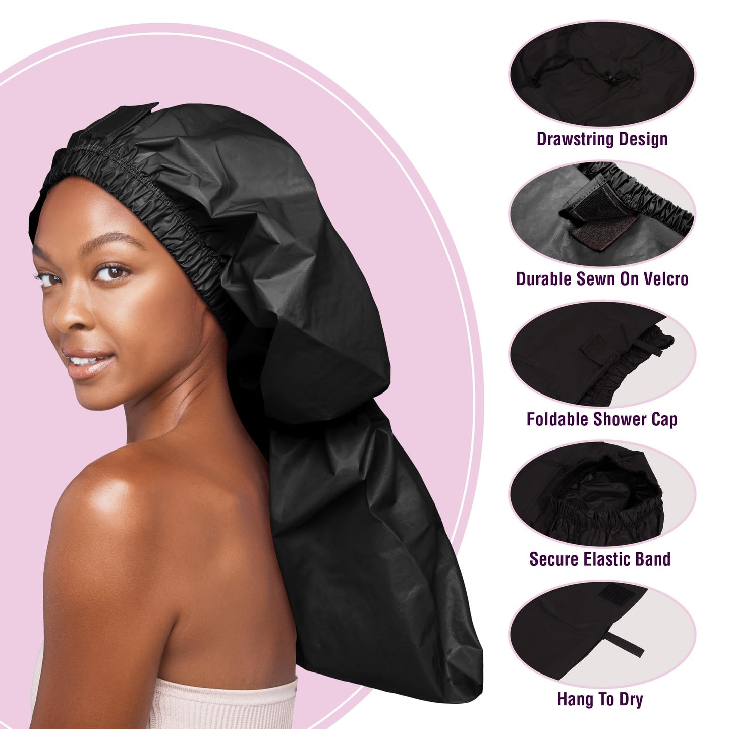 Red by Kiss Essential Super Large Waterproof Braid Shower Cap, Reusable Caps with Elastic Band Beauty & Personal Care Red by Kiss