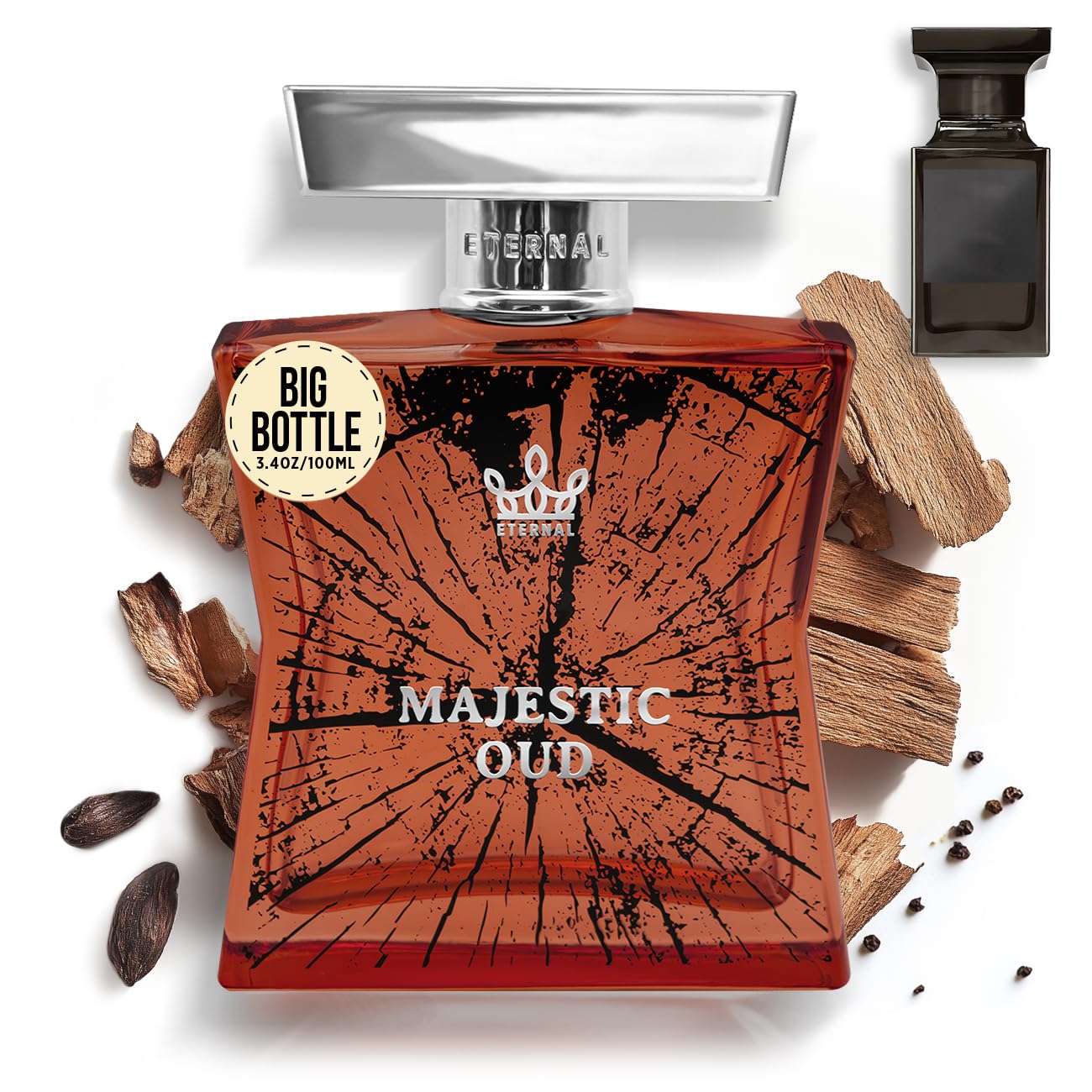 Eternal Fragrance - Eternal Majestic Oud - Inspired by Oud Wood - 3.4 oz (100ml) - EDP - Long-lasting - Vegan - Clean Ingredients - Unisex Perfume Beauty & Personal Care Eternal Fragrance