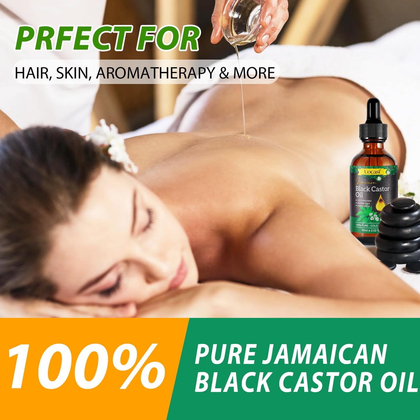 Jamaican Black Castor Oil - 100% Pure and Organic, Cold Pressed in Glass Bottles for Hair Growth, Eyebrow Nourishment, and Skin Hydration Beauty and Personal Care Uocasi