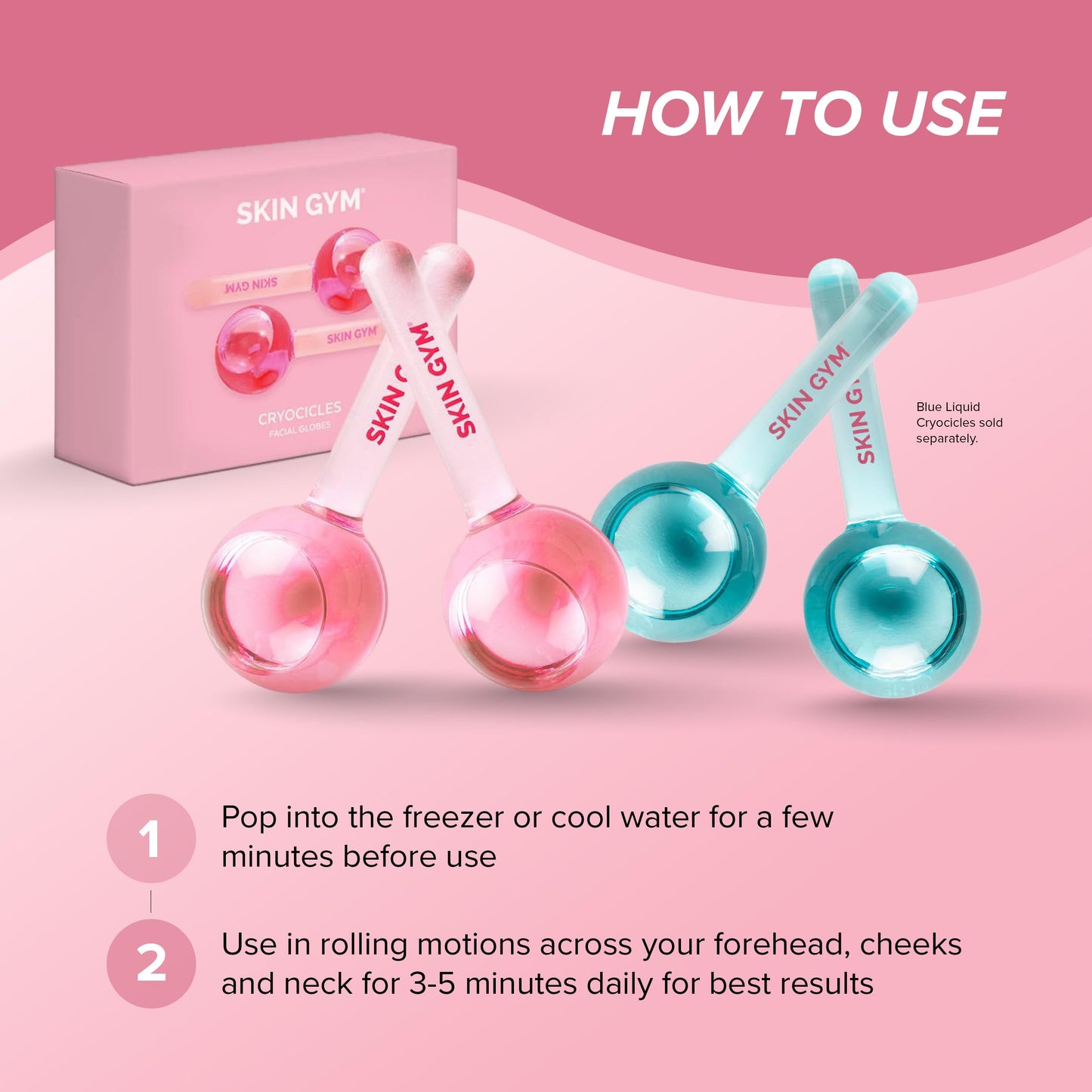 Skin Gym Ice Globe Beauty Balls, Pink Liquid Cryocicles, Cooling Face Roller for Smooth Skin & Enhanced Glow Beauty & Personal Care SKIN GYM