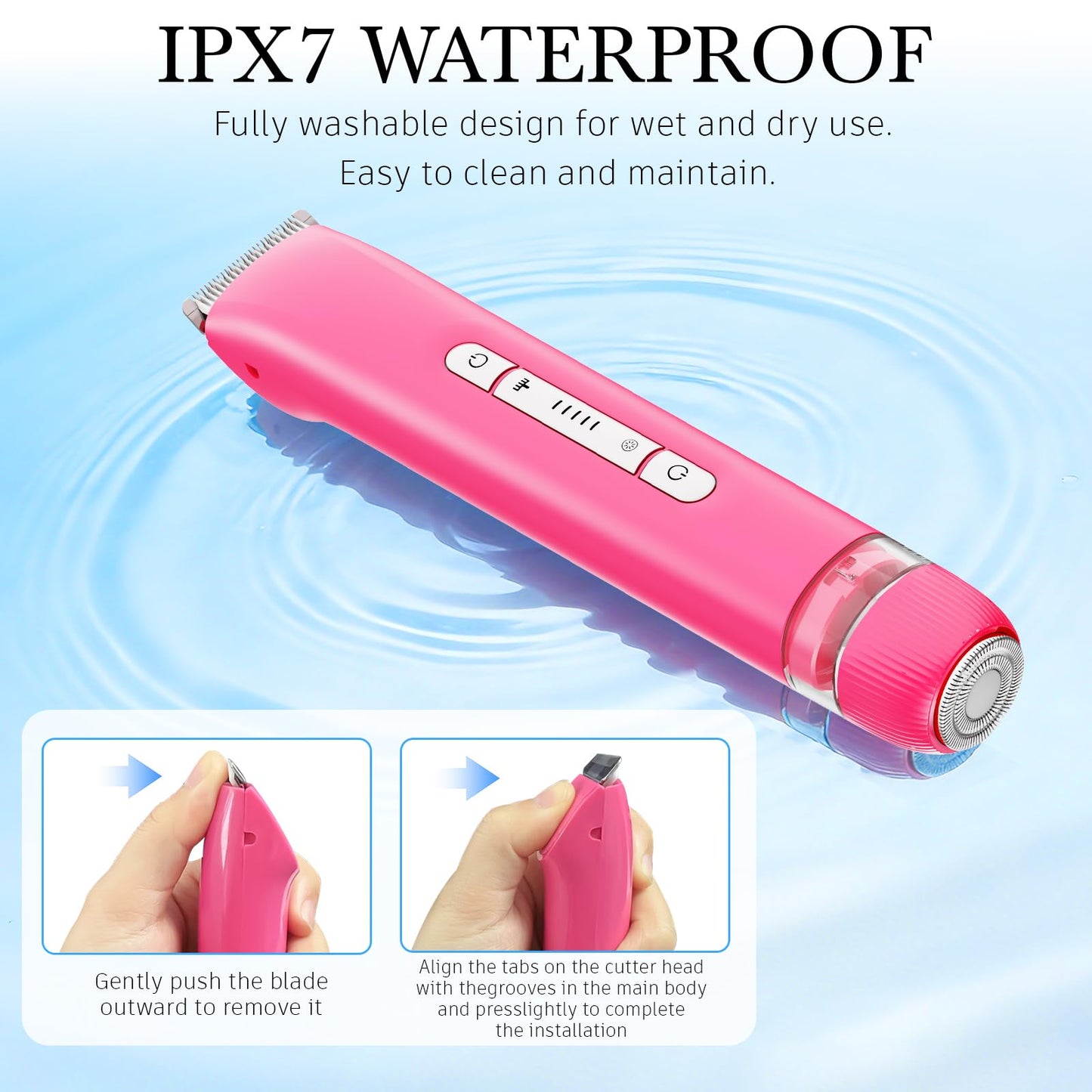 YunLuna Bikini Trimmer for Women, Dual Head Electric Razors, IPX7 Waterproof Electric Shaver for Arm Bikini Underarm Leg Hair Trimmer, Rechargeable Beauty and Personal Care YunLuna