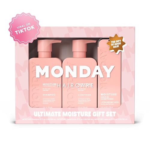 Monday Giftset - Moisture 12oz Shampoo & Conditioner Set & Moisture 5.1oz Leave-In Conditioner Beauty & Personal Care MONDAY HAIRCARE