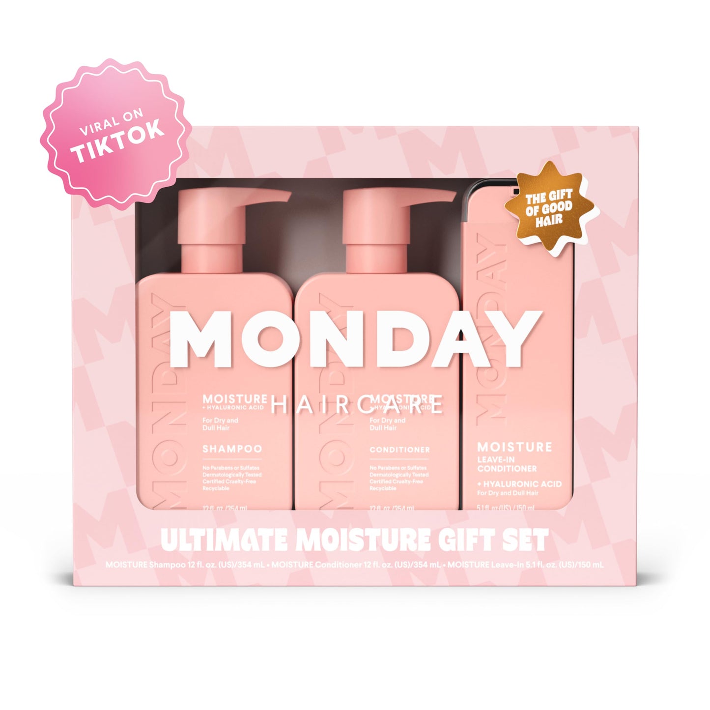 Monday Giftset - Moisture 12oz Shampoo & Conditioner Set & Moisture 5.1oz Leave-In Conditioner Beauty & Personal Care MONDAY HAIRCARE