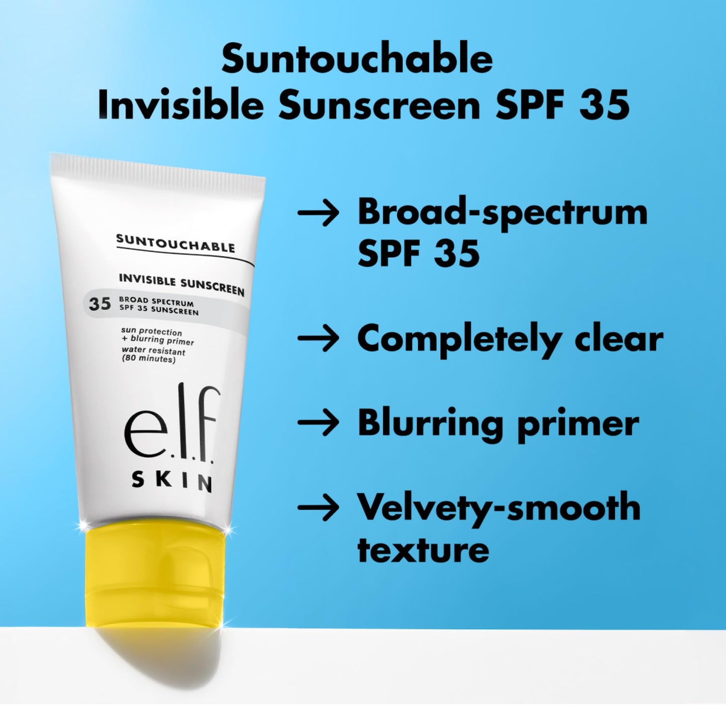 e.l.f. SKIN Suntouchable Invisible SPF 35, Lightweight, Gel-based Sunscreen For A Smooth Complexion, Doubles As A Makeup Primer, Vegan & Cruelty-Free Beauty & Personal Care e.l.f.